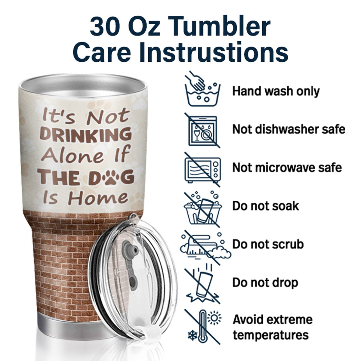 Ce n'est pas boire seul - Cadeau pour maman chien, papa chien - Verre personnalisé de 30 oz