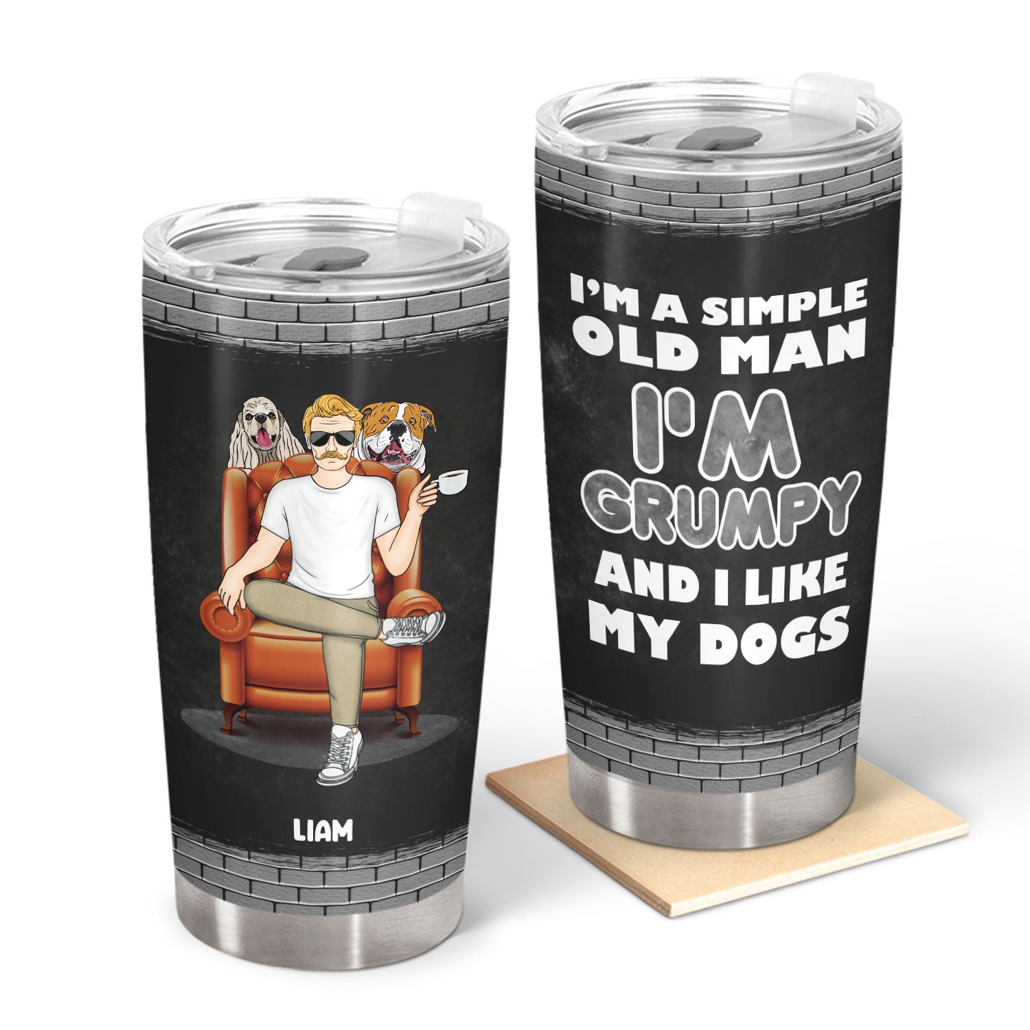 Pet Lovers Simple Old Man Grumpy - Gift For Father, Gift For Pet Lovers - Personalized Custom Tumbler