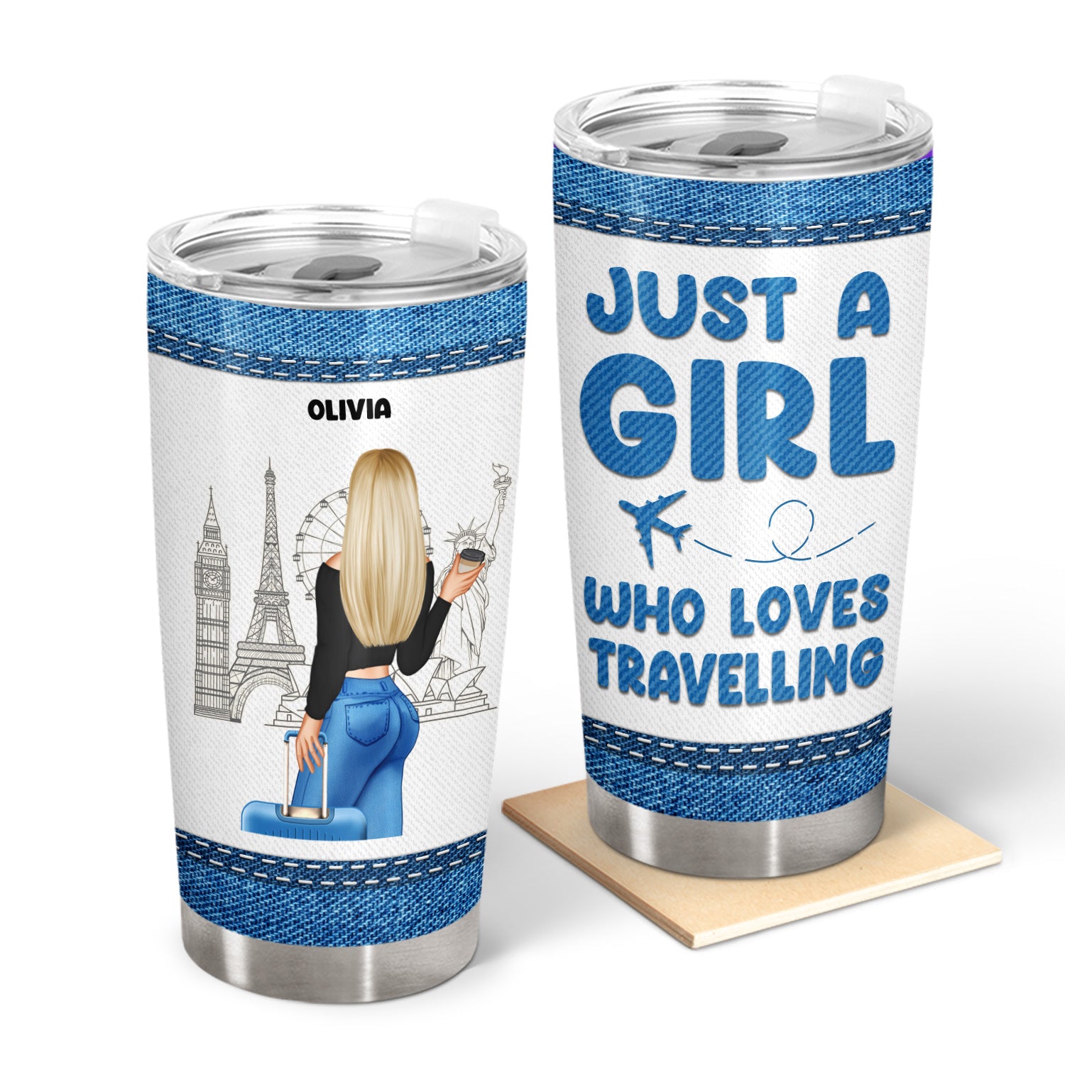 Traveling Jeans Just A Girl Who Loves Traveling - Gift For Travelers - Personalized Custom Tumbler