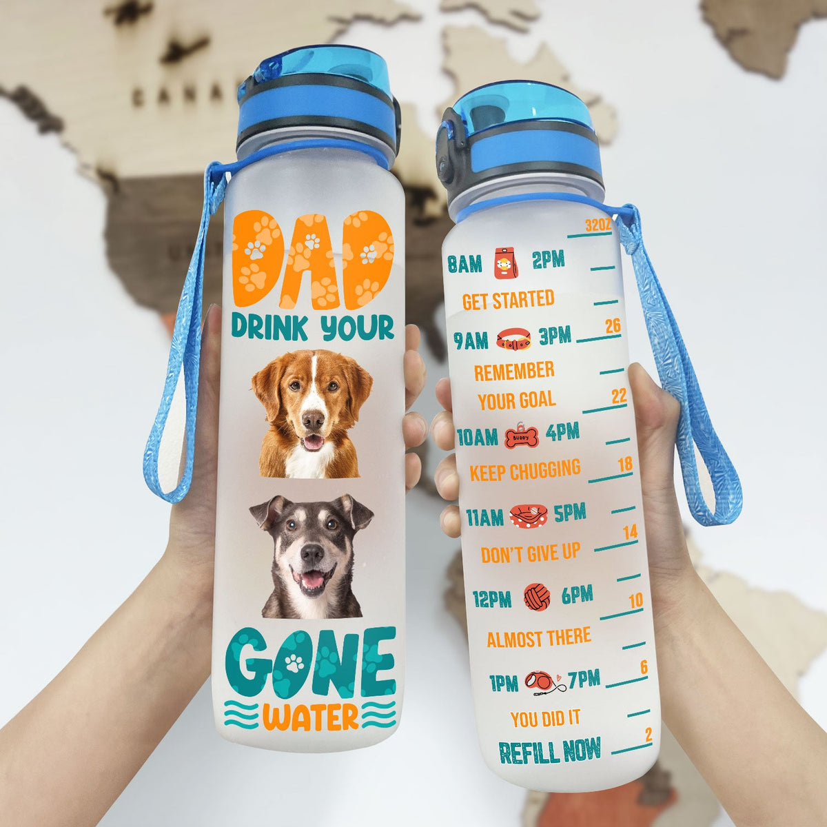 Custom Photo Drink Your Doggone Water Gift For Dog Dad Personalize