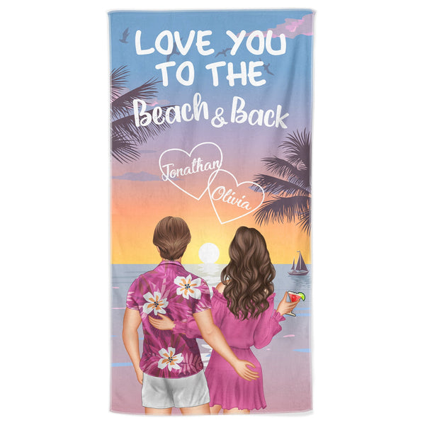 Serviette de plage personnalisée pour couple - Cadeau pour couple - Je t'aime à la plage