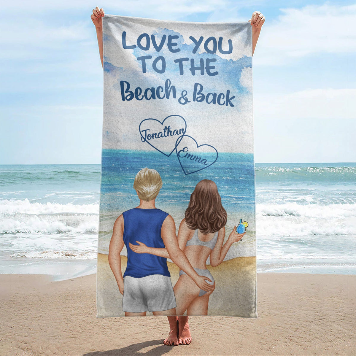 Couple Beach Love You To The Beach - Gift For Couples - Personalized Custom Beach Towel