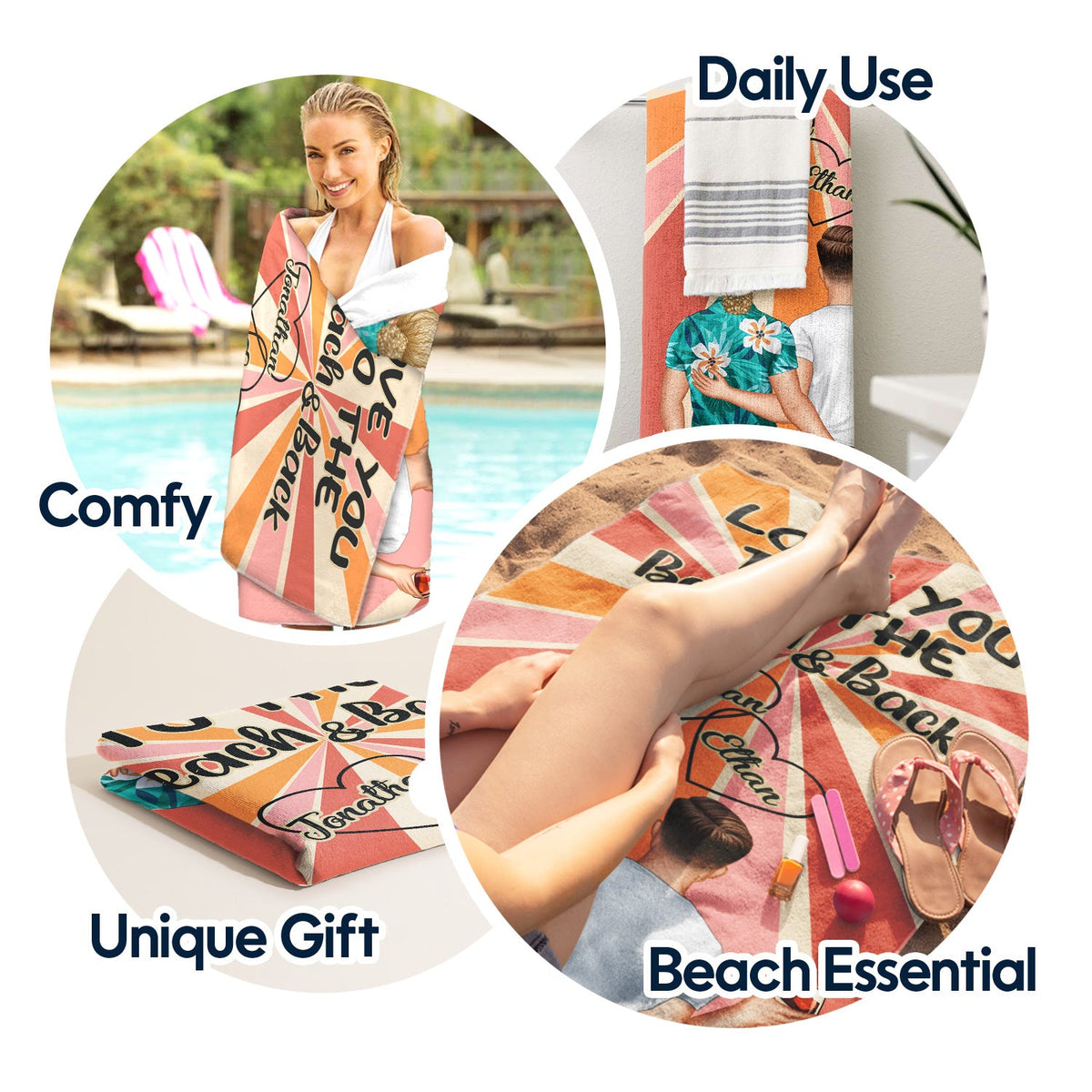 Couple Beach Love You To The Beach - Gift For Couples - Personalized Custom Beach Towel