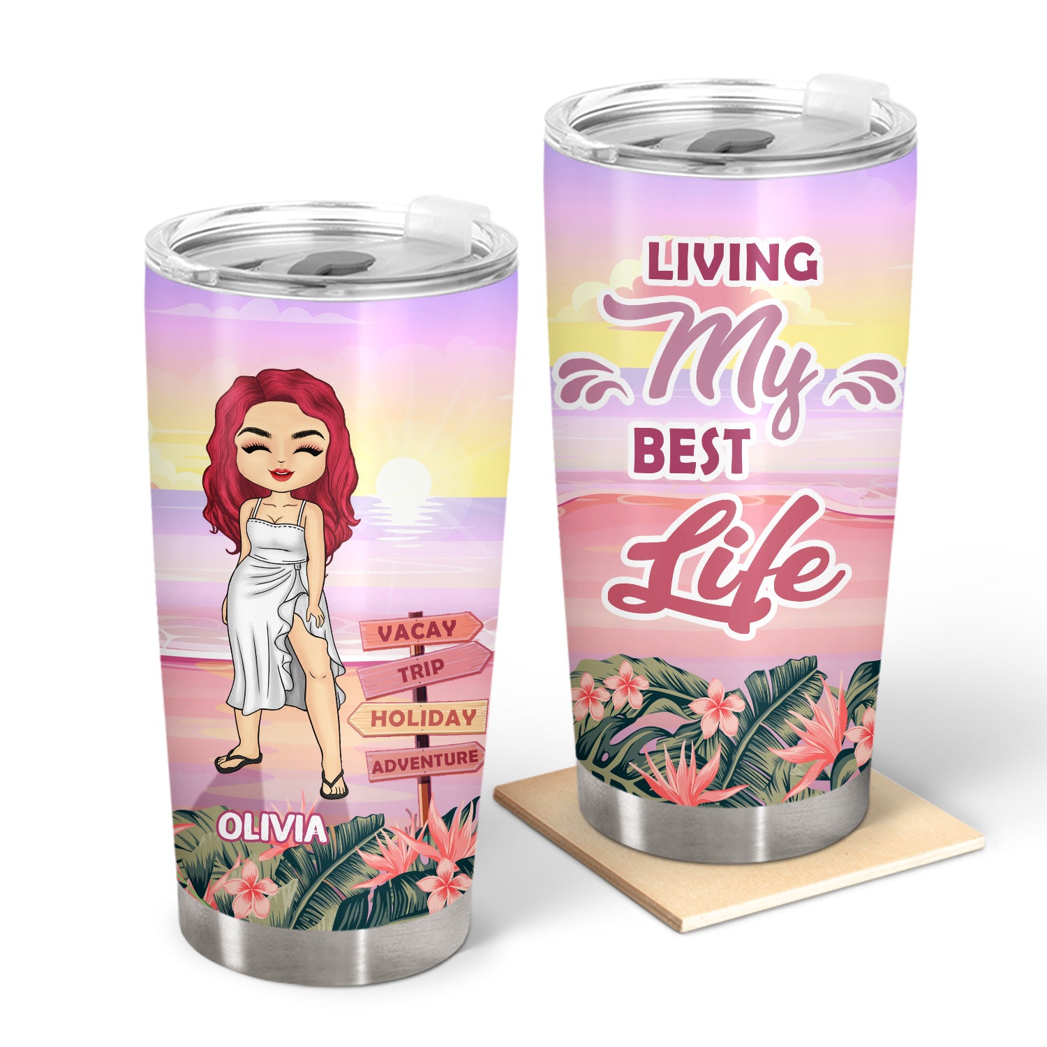 Beach Living My Best Life - Gift For Women, Gift For Yourself - Personalized Custom Tumbler