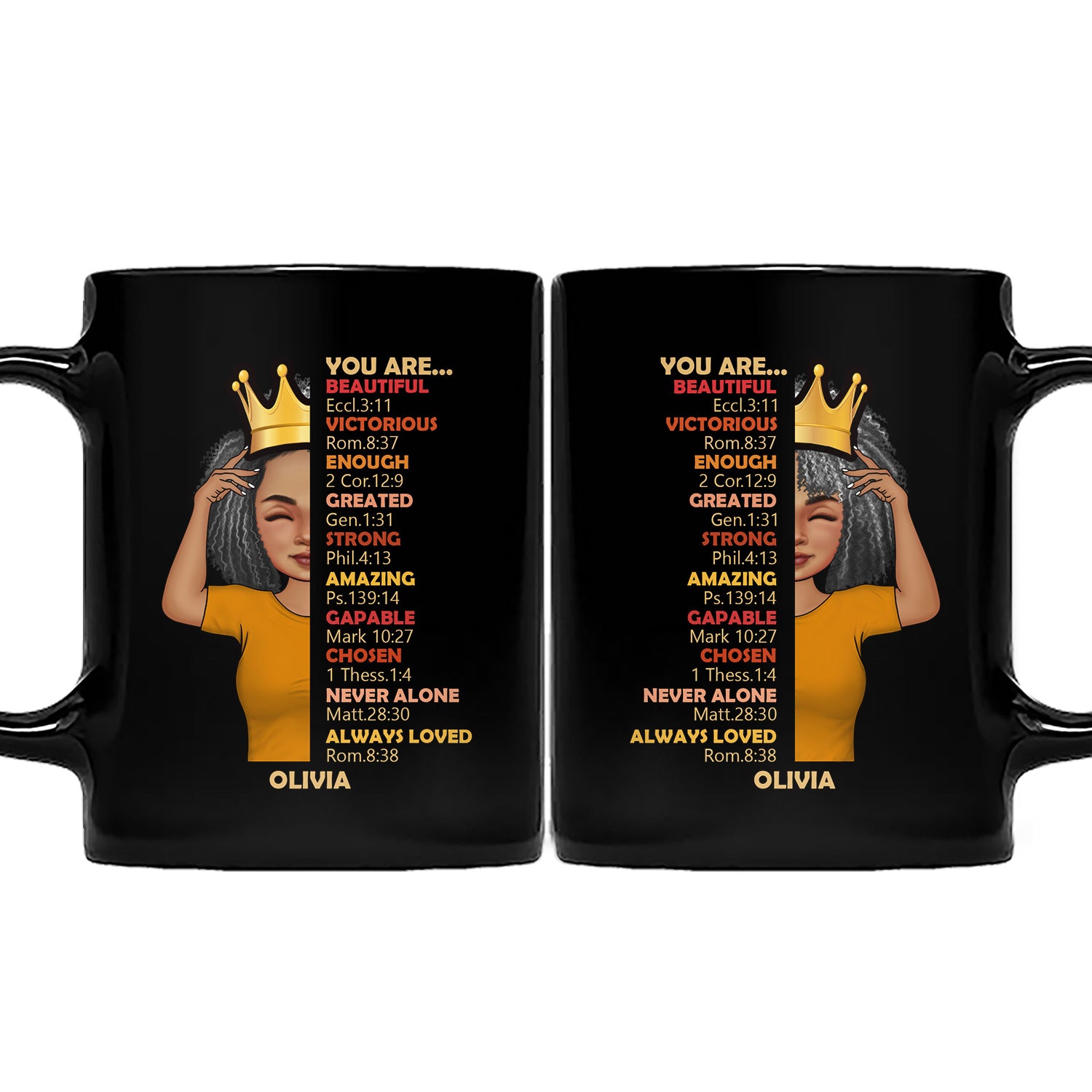 Cartoon You Are Beautiful Victorious - Gift For Yourself - Personalized Black Mug