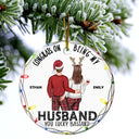 Christmas Couple Congrats On Being My Husband - Gift For Couples - Personalized Circle Ceramic Ornament