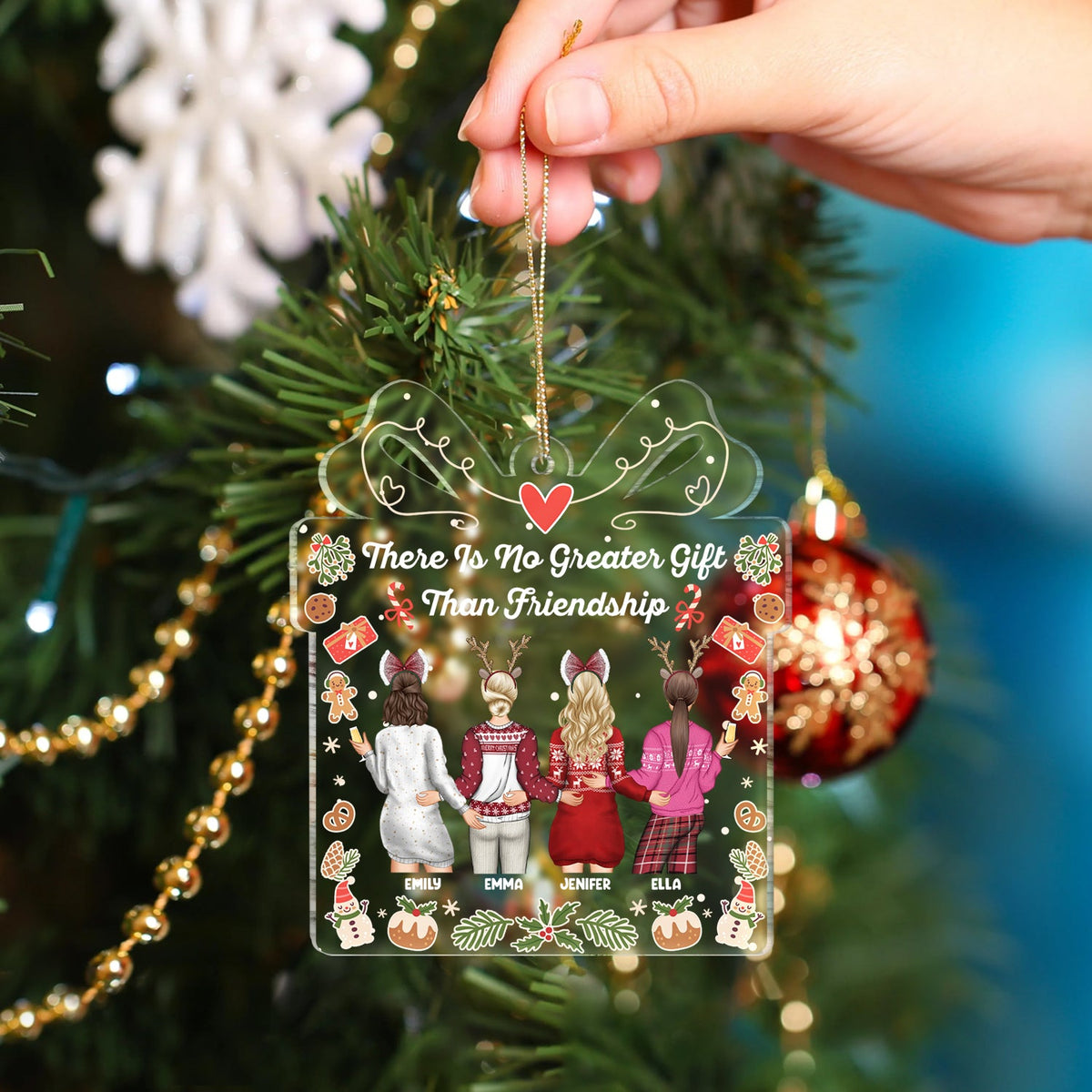 No Greater Gift Than Friendship - Christmas Gift For Besties - Personalized Custom Shaped Acrylic Ornament