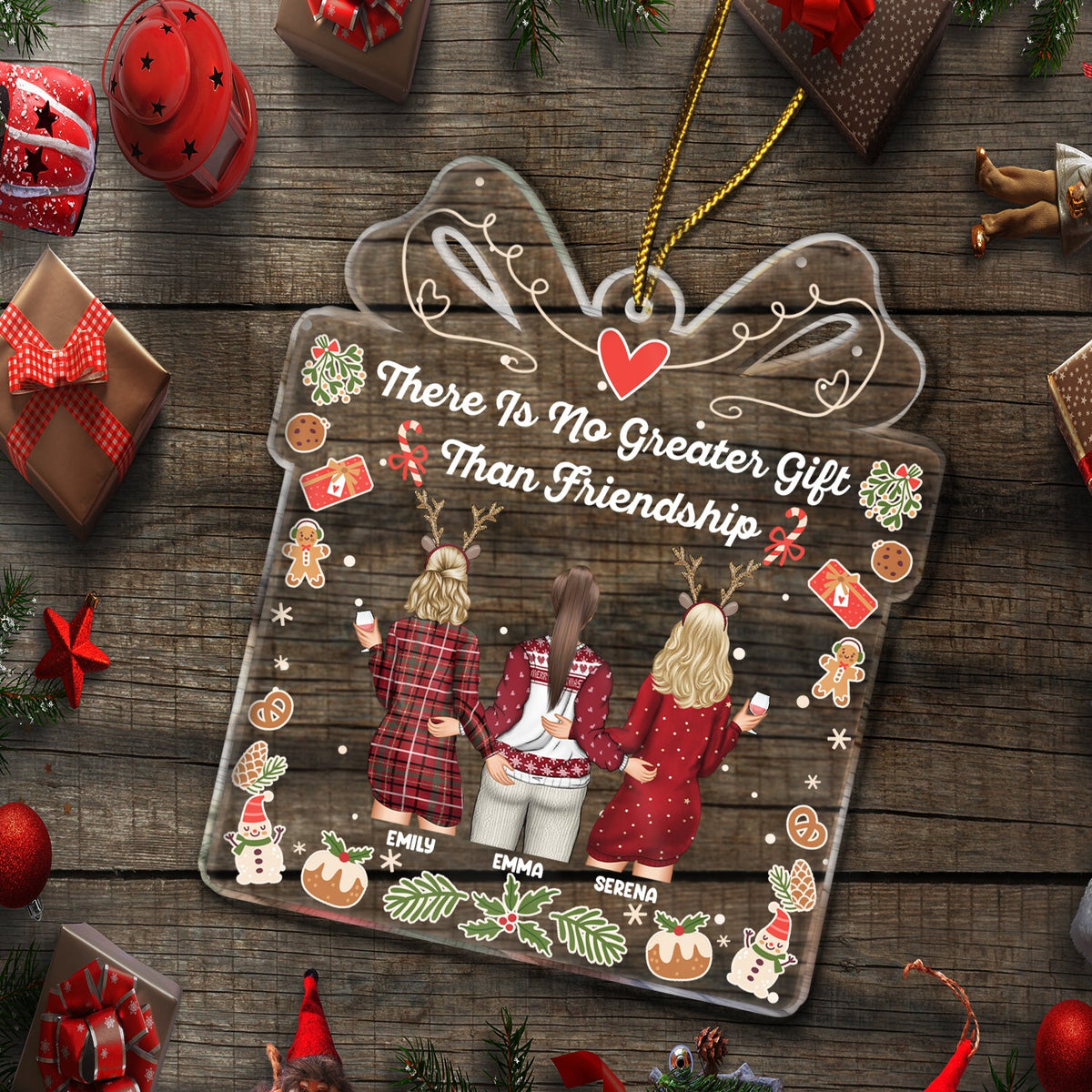 No Greater Gift Than Friendship - Christmas Gift For Besties - Personalized Custom Shaped Acrylic Ornament
