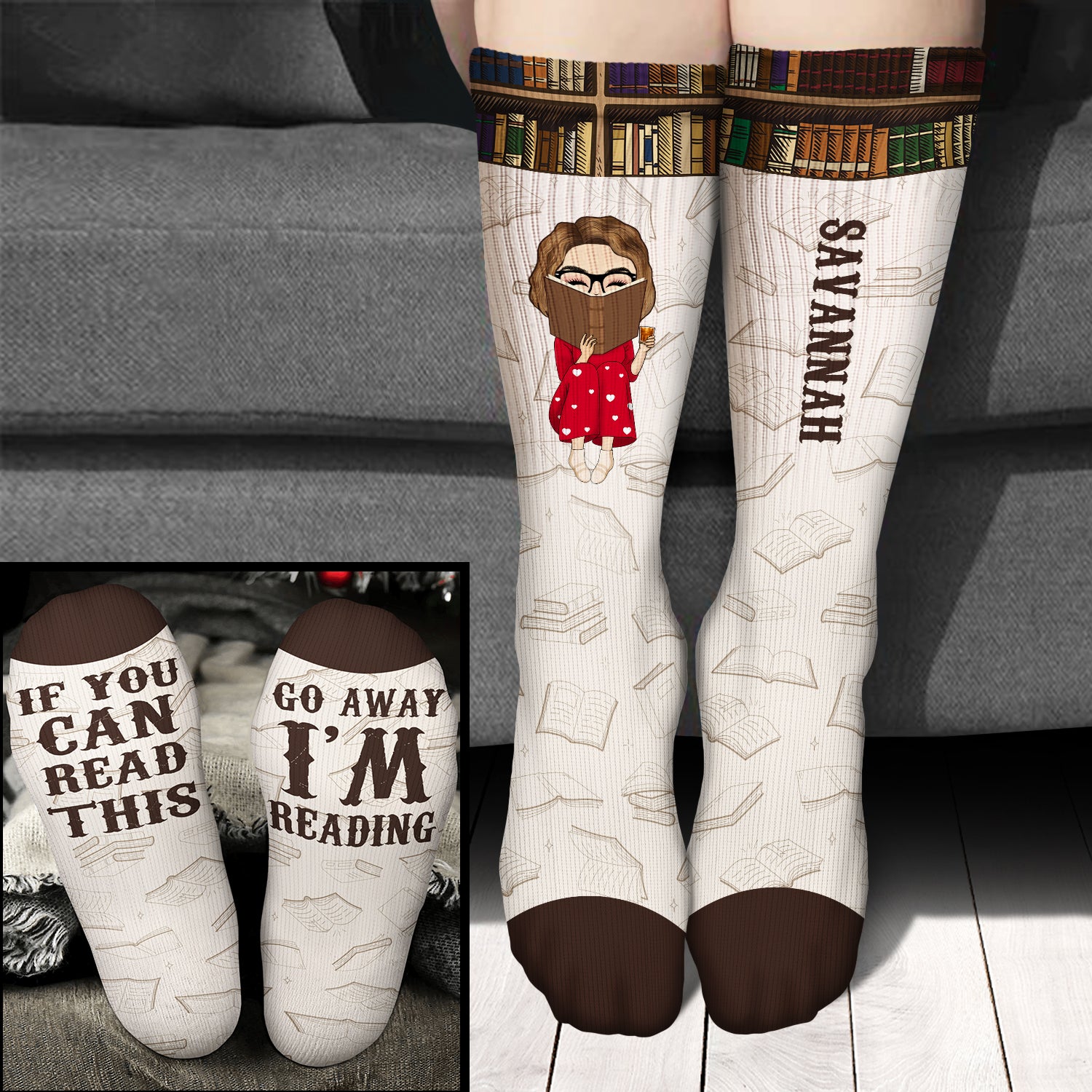 I'm Reading - Gift For Book Lovers - Personalized Socks