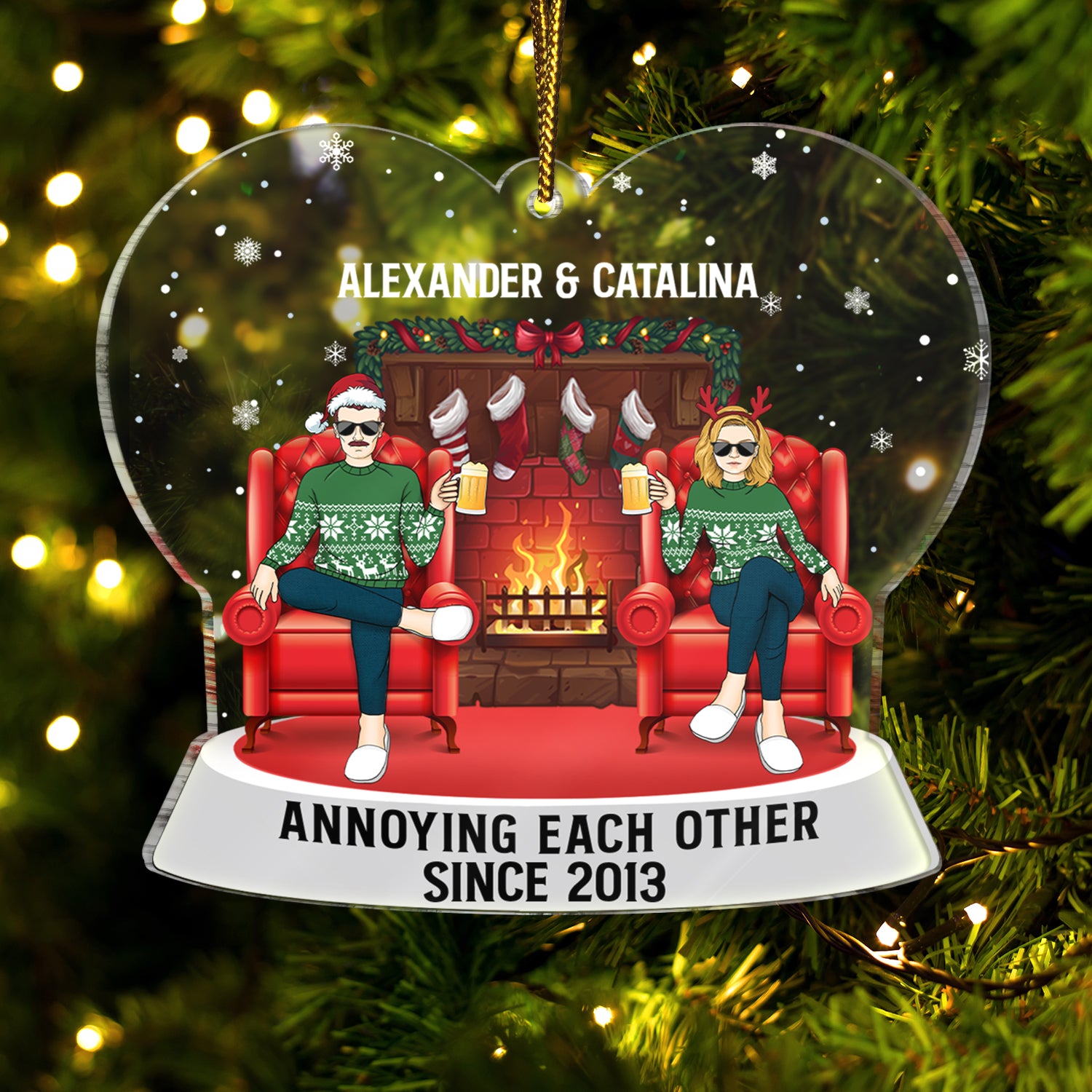 Annoying Each Other - Christmas Gift For Couples - Custom Shaped Acrylic Ornament