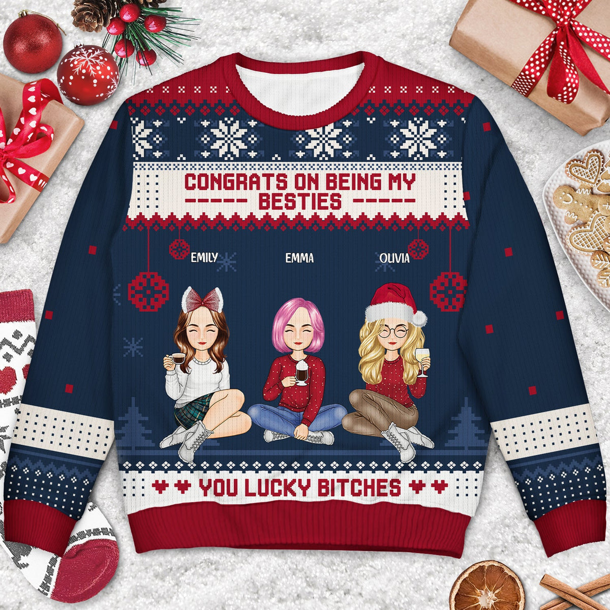Félicitations pour être devenu mon meilleur ami ! Cadeau pour meilleur ami ! Pull moche unisexe personnalisé