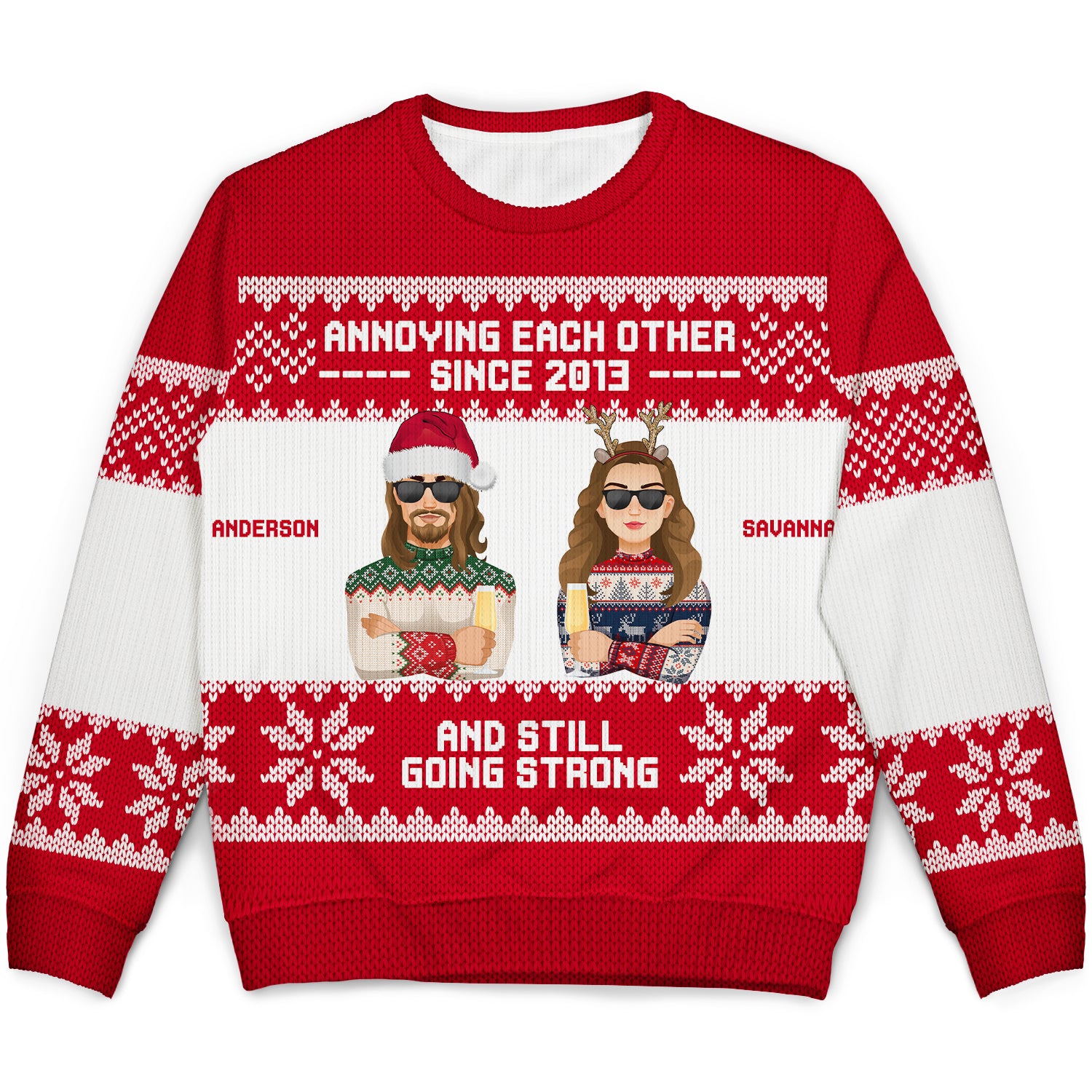 Annoying Each Other Since - Christmas Gift For Couples - Personalized Unisex Ugly Sweater