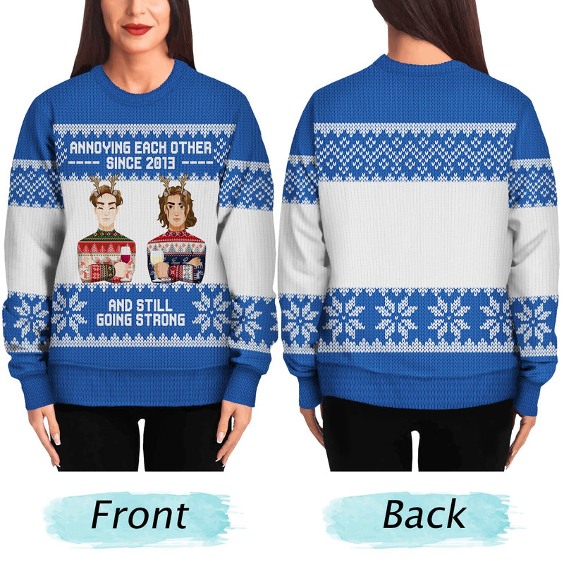 Annoying Each Other Since - Christmas Gift For Couples - Personalized Unisex Ugly Sweater