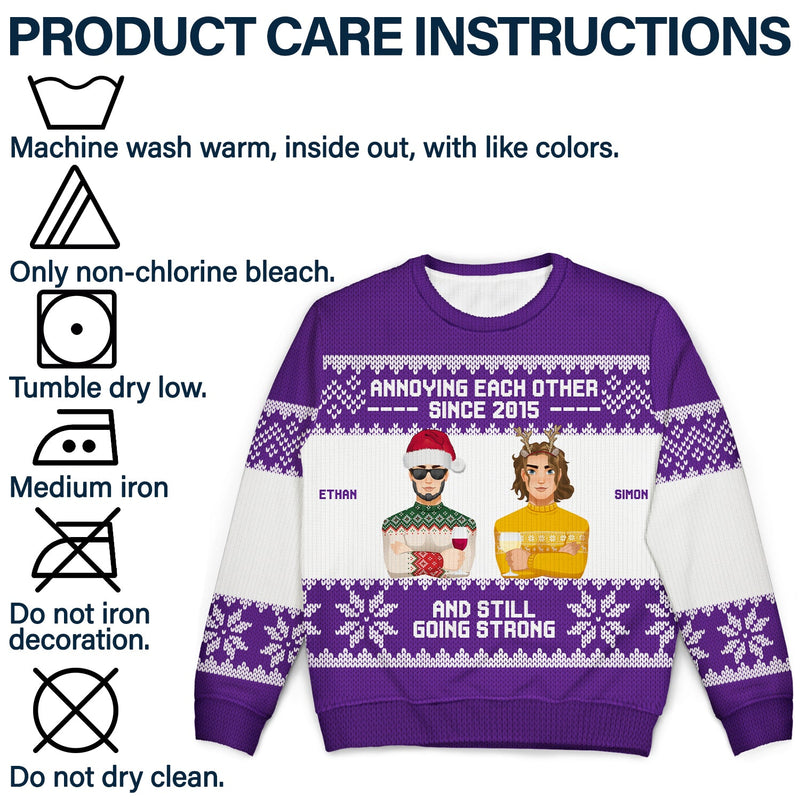 Annoying Each Other Since - Christmas Gift For Couples - Personalized Unisex Ugly Sweater
