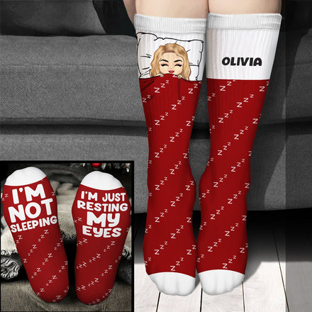 Je repose mes yeux - Cadeau pour vous-même - Chaussettes personnalisées