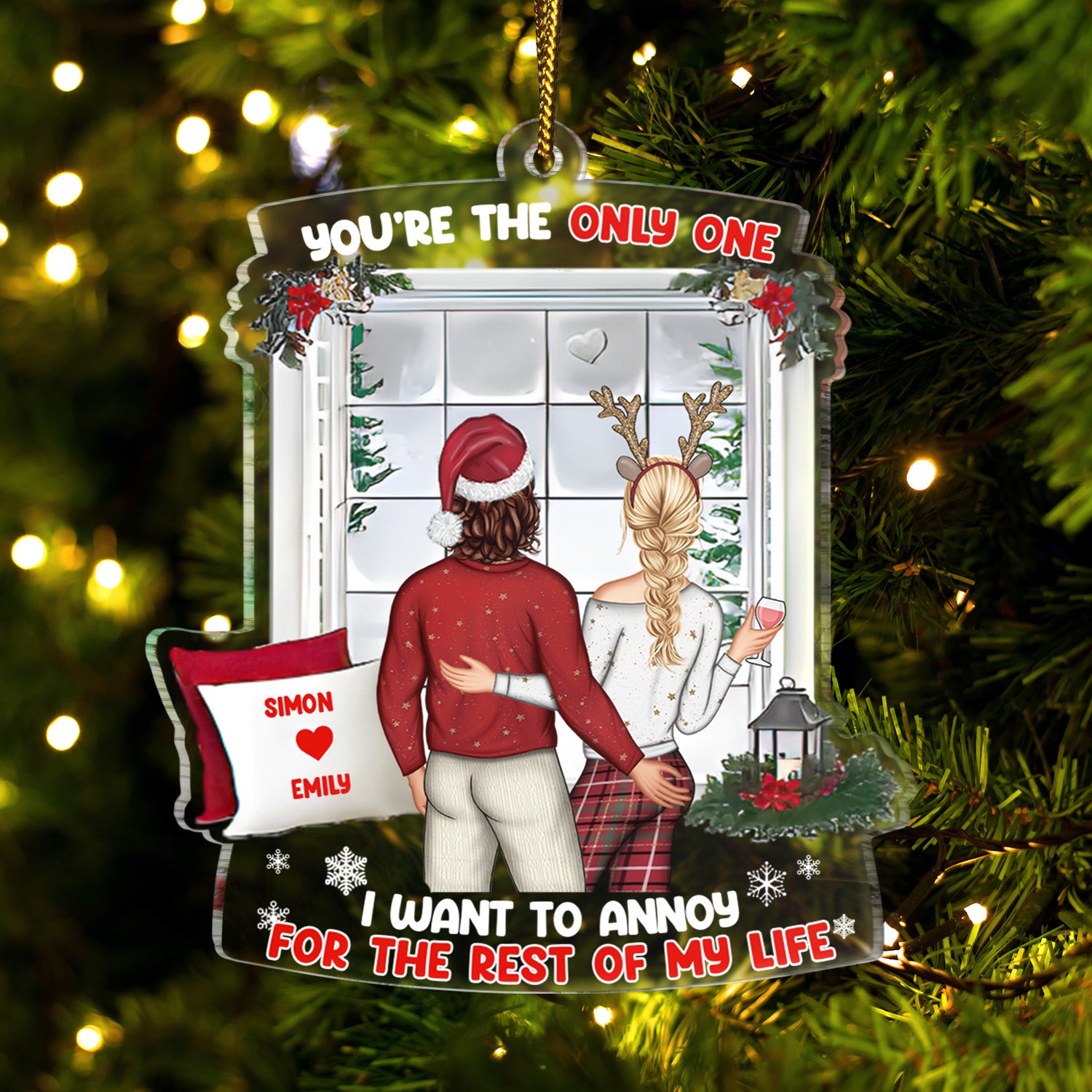 Christmas Couple Only One To Annoy - Gift For Couples - Personalized Custom Shaped Acrylic Ornament