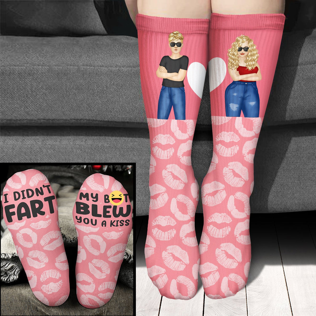 Blew You A Kiss - Gift For Couples - Personalized Socks