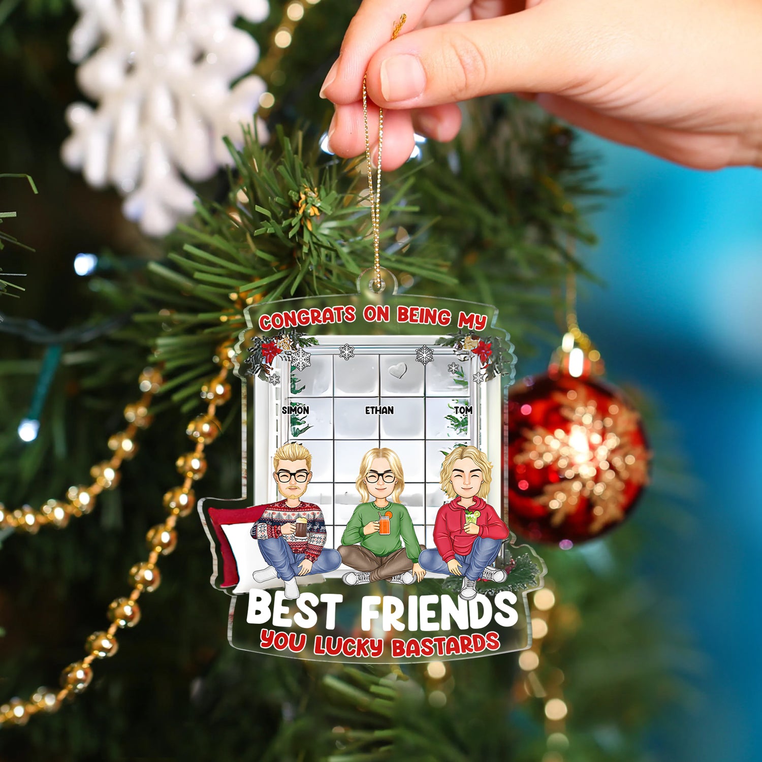 Custom Acrylic Christmas Ornament- Christmas Gift For Friends & Family