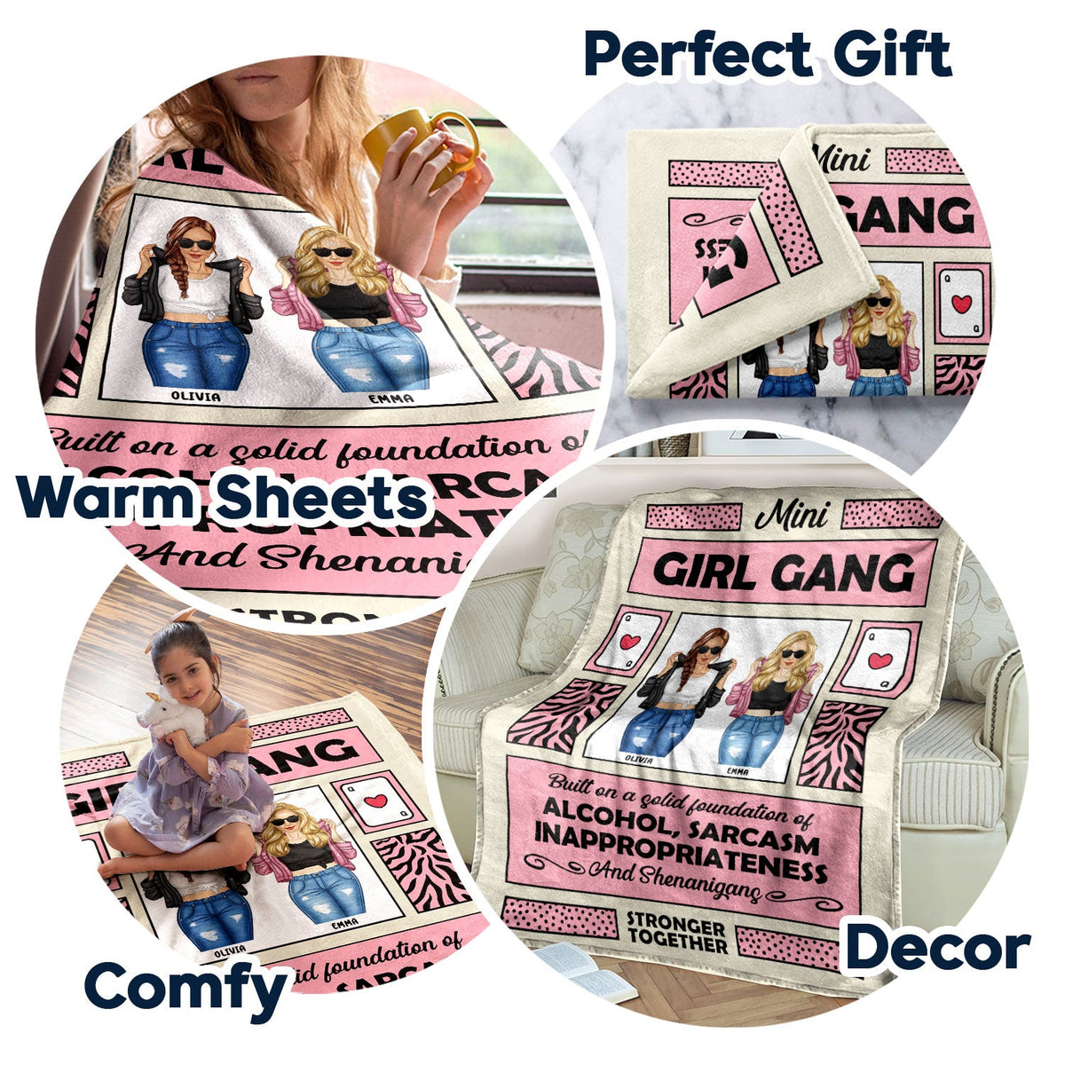 Mini Girl Gang - Cadeau pour sœurs et meilleures amies - Couverture polaire personnalisée