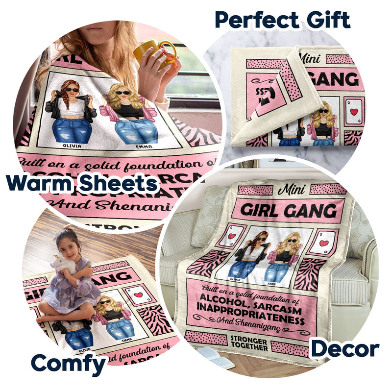 Mini Girl Gang - Gift For Sisters And Best Friends - Personalized Fleece Blanket