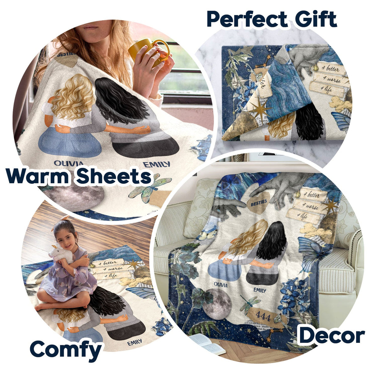 4 Better 4 Worse 4 Life - Gift For Sisters And Besties - Personalized Fleece Blanket