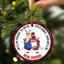 Meilleur ami de Noël, vieux et sénile, puis nous serons de nouveaux meilleurs amis - Cadeau pour meilleur ami - Ornement en céramique rond personnalisé