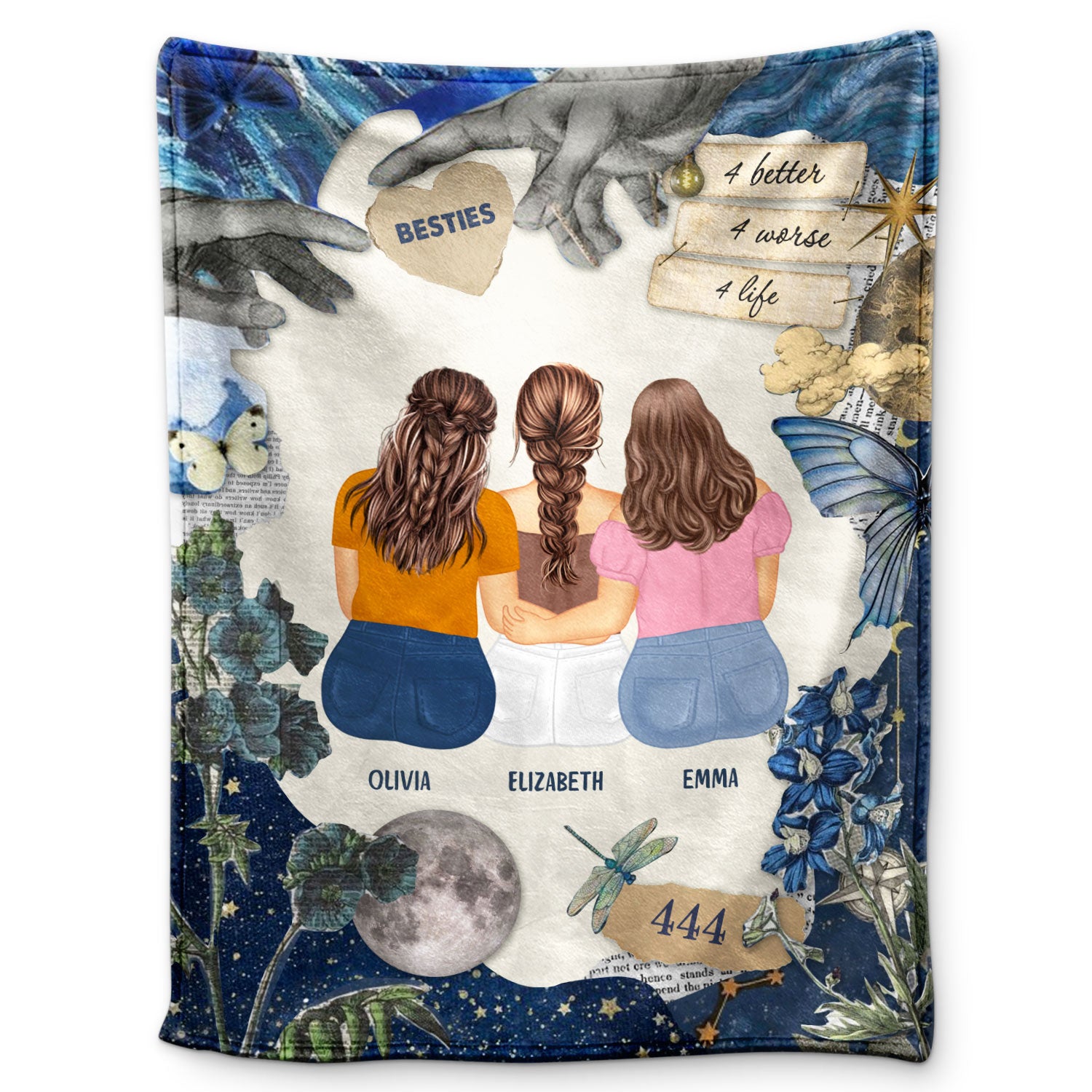 4 Better 4 Worse 4 Life - Gift For Sisters And Best Friends - Personalized Fleece Blanket