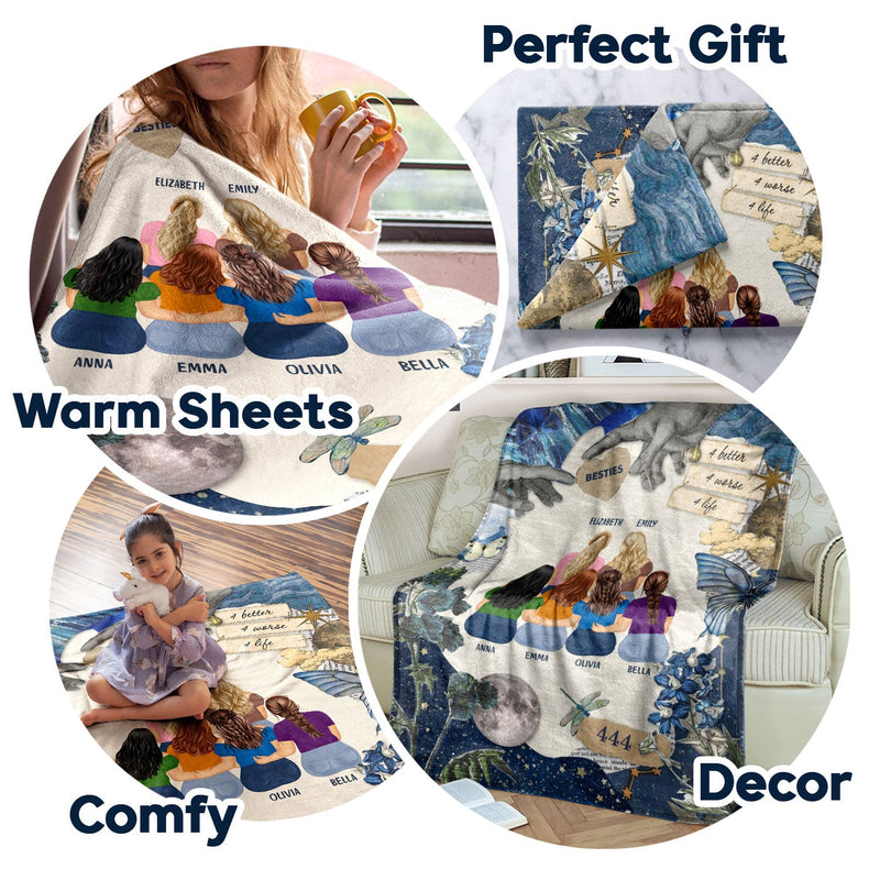 4 Better 4 Worse 4 Life - Gift For Sisters And Best Friends - Personalized Fleece Blanket