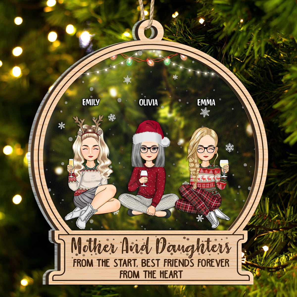 Noël mère et fille dès le début - Cadeau pour maman - Décoration personnalisée à 2 couches