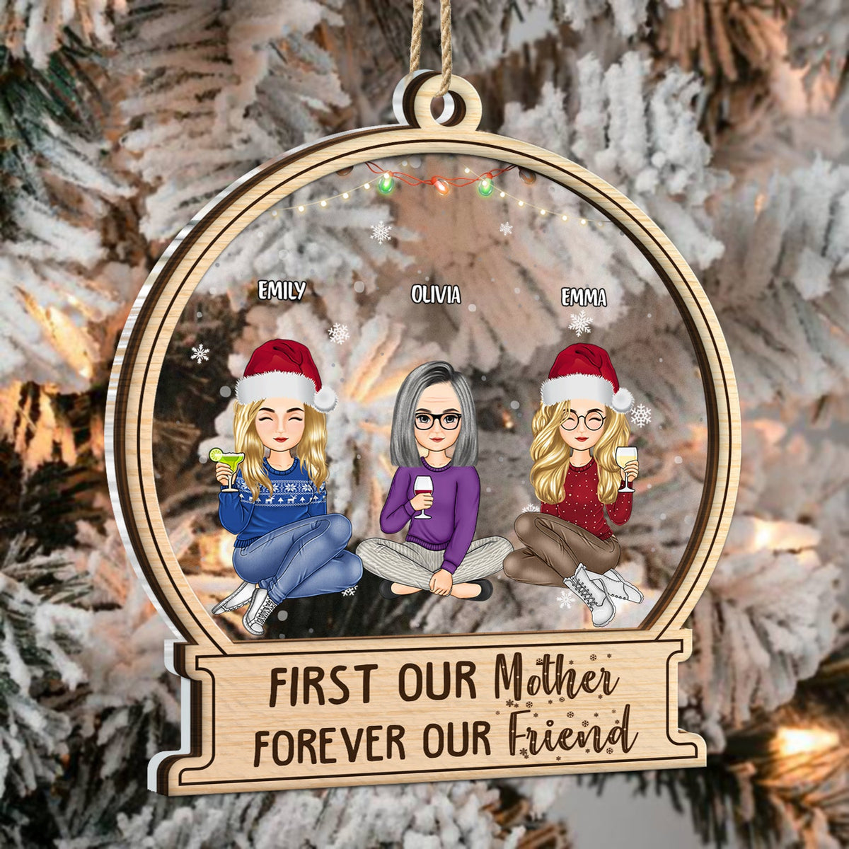 Noël mère et fille dès le début - Cadeau pour maman - Décoration personnalisée à 2 couches