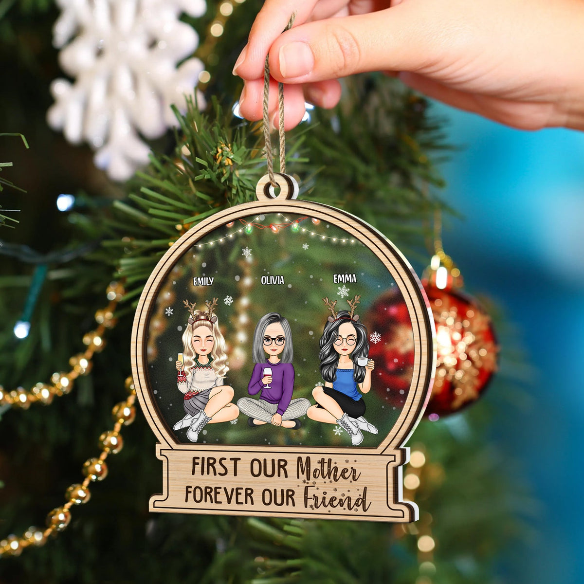 Noël mère et fille dès le début - Cadeau pour maman - Décoration personnalisée à 2 couches