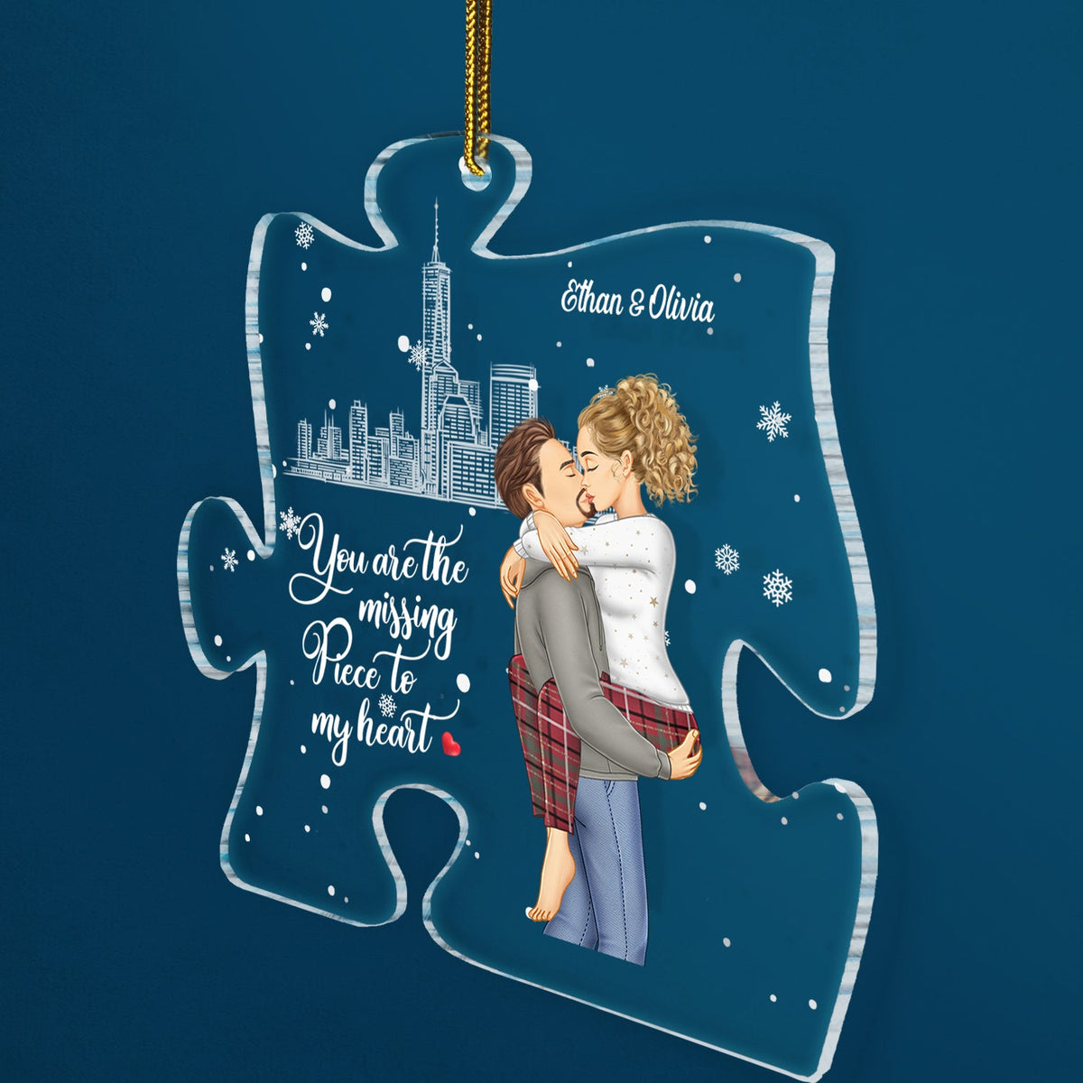 Christmas Couples You Are The Missing Piece To My Heart - Gift For Couples - Personalized Custom Shaped Acrylic Ornament