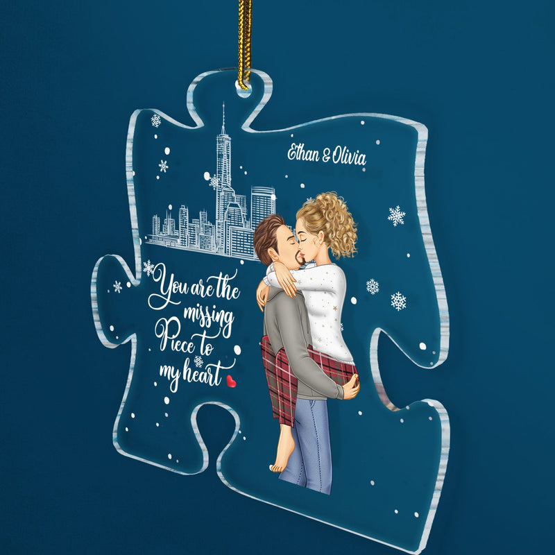 Christmas Couples You Are The Missing Piece To My Heart - Gift For Couples - Personalized Custom Shaped Acrylic Ornament