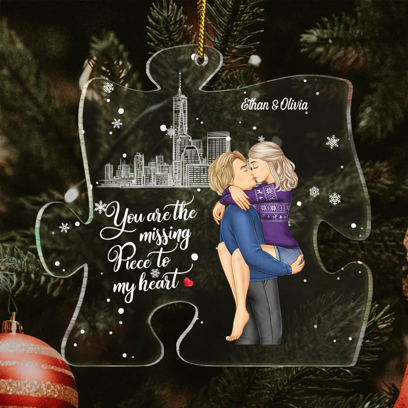 Christmas Couples You Are The Missing Piece To My Heart - Gift For Couples - Personalized Custom Shaped Acrylic Ornament