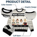 Christmas Cartoon Drinking Bestie Merry Friendmas - Gift For Bestie - Personalized Unisex Ugly Sweater