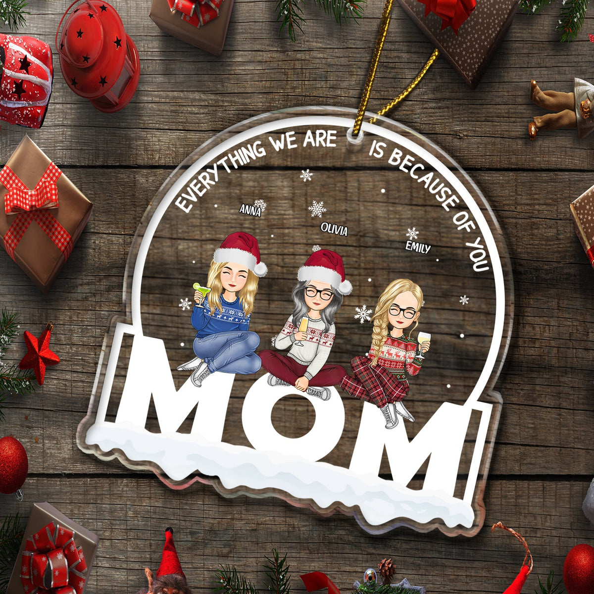 Christmas Mother & Daughter From The Start - Gift For Mom - Personalized Custom Shaped Acrylic Ornament