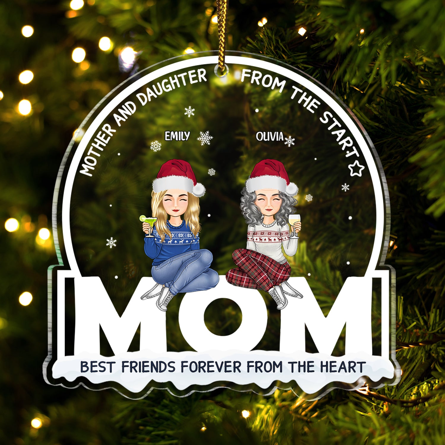 Christmas Mother & Daughter From The Start - Gift For Mom - Personalized Custom Shaped Acrylic Ornament