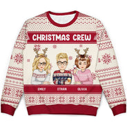 Dessin animé de Noël assis - Cadeau pour les meilleurs amis - Pull moche unisexe personnalisé