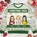 Christmas Cartoon Sitting Christmas Crew - Gift For Besties - Personalized Unisex Ugly Sweater