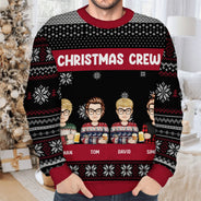 Dessin animé de Noël assis - Cadeau pour les meilleurs amis - Pull moche unisexe personnalisé
