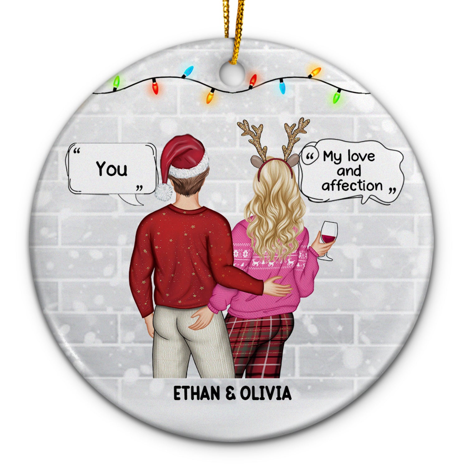 Christmas Couple You, My Love And Affection - Gift For Couples - Personalized Circle Ceramic Ornament
