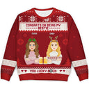Christmas Flat Art Congrats On Being My Bestie - Gift For Bestie - Personalized Unisex Ugly Sweater