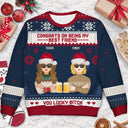 Christmas Flat Art Congrats On Being My Bestie - Gift For Bestie - Personalized Unisex Ugly Sweater