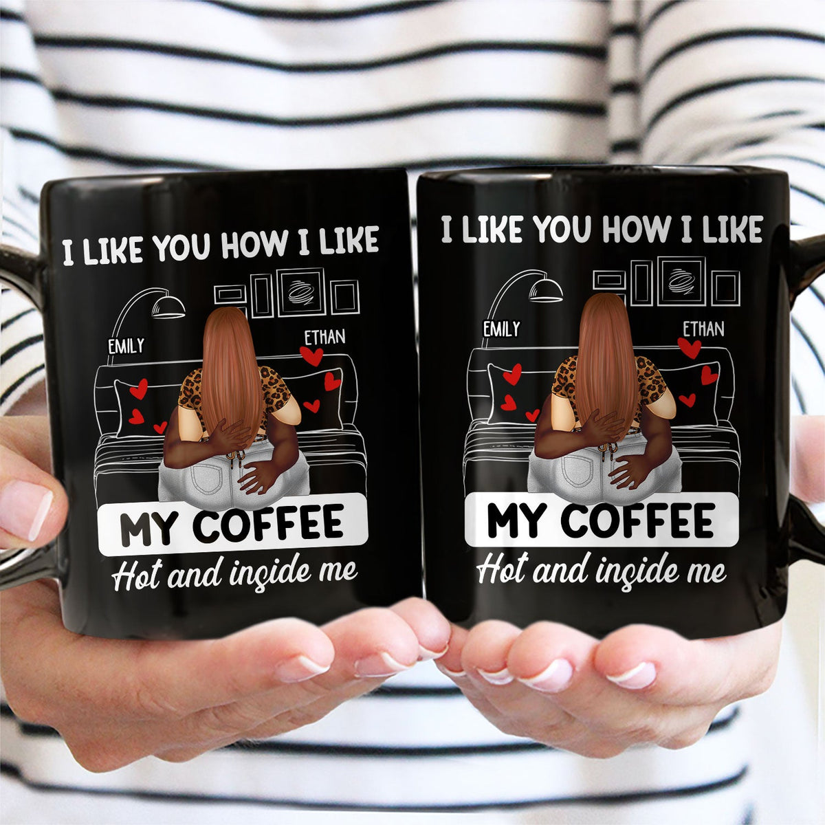Couple Kissing I Like My Coffee Hot & Inside Me - Gift For Couples - Personalized Mug