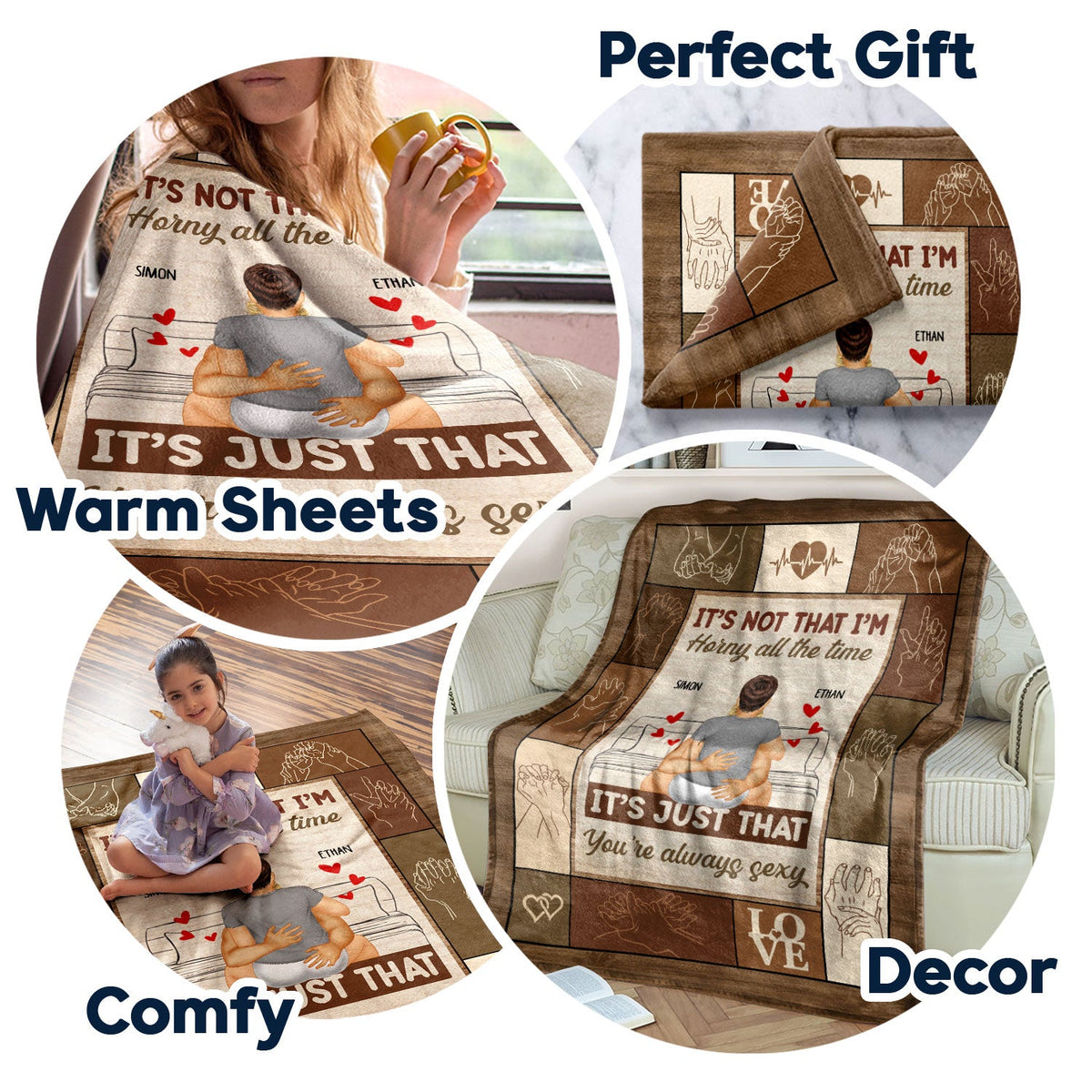 Couple Kissing It's Just You Always Sexy - Gift For Couples - Personalized Fleece Blanket