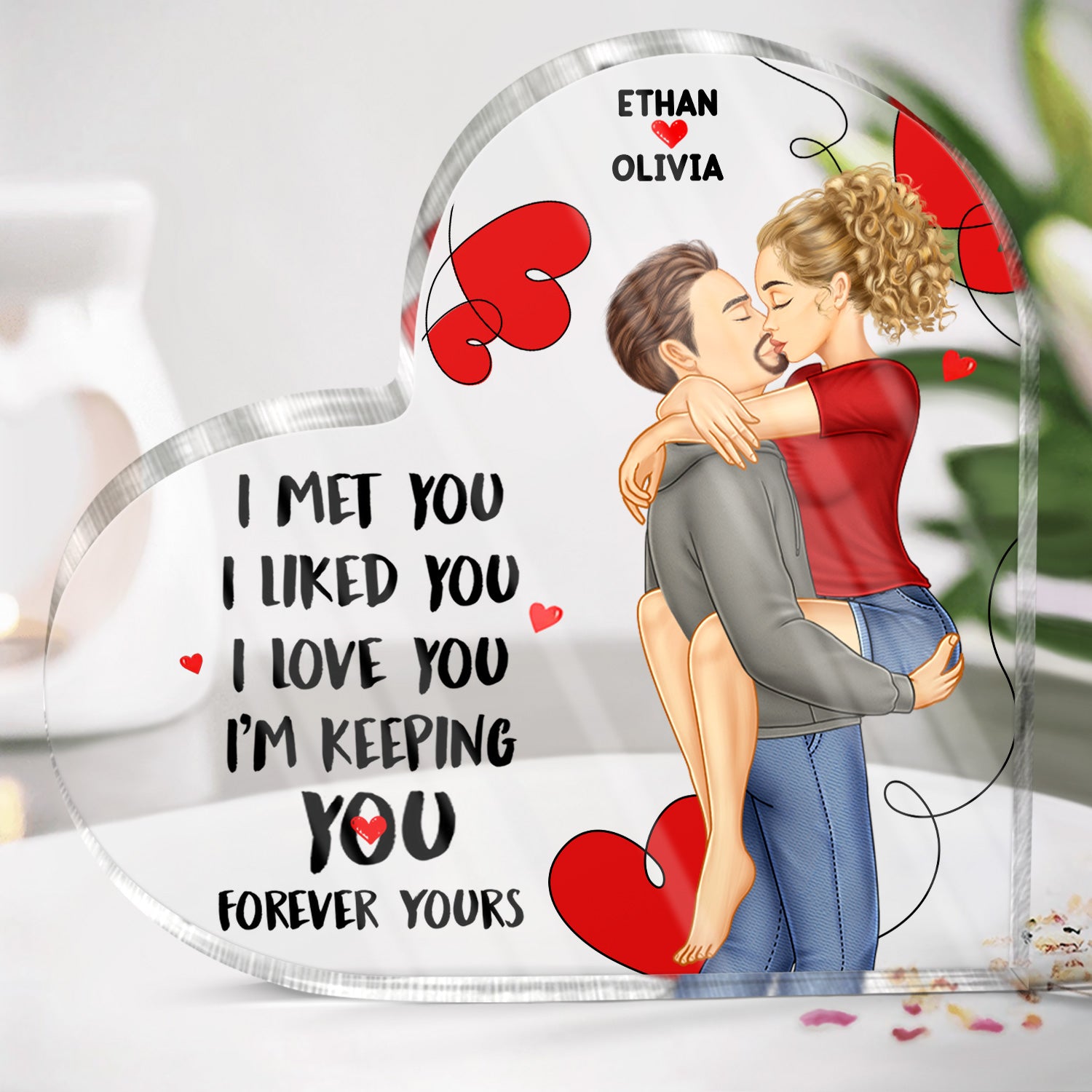 Couple Forever Yours - Gift For Couples - Personalized Heart Shaped Acrylic Plaque