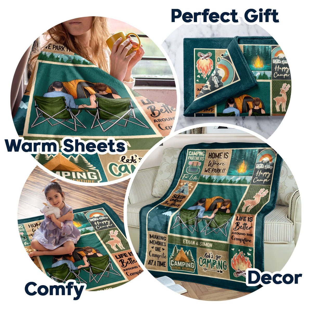 Camping Couple Life Is Better Around The Campfire - Gift For Camping Lovers - Personalized Fleece Blanket