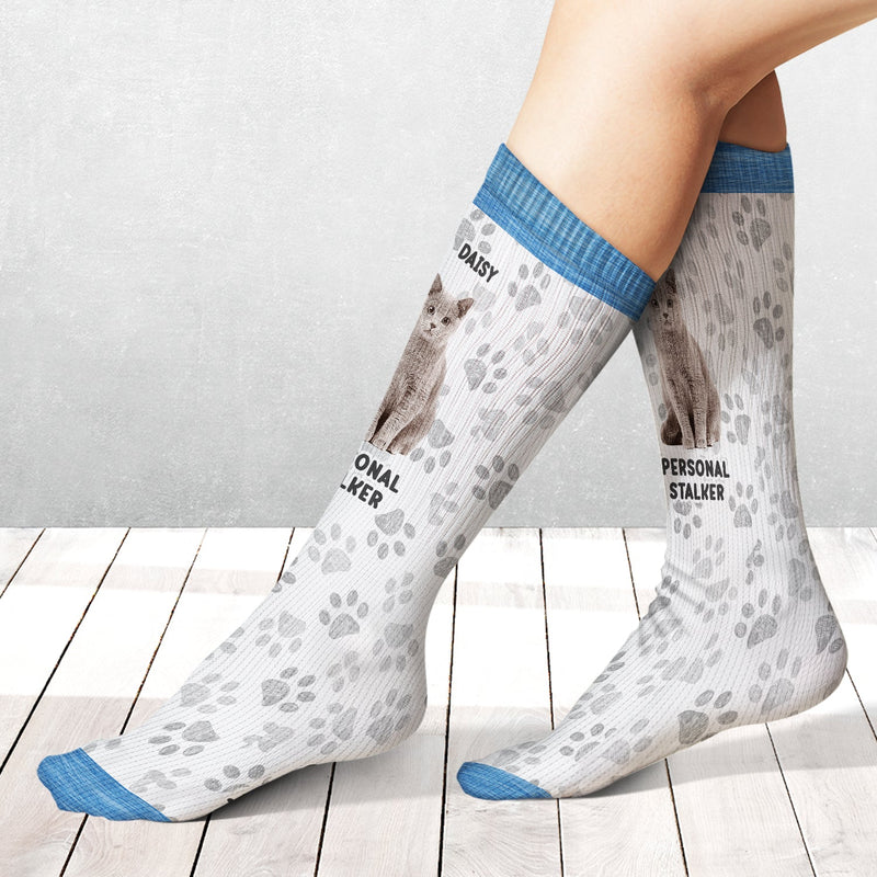 Custom Photo Pet Personal Stalker I Will Follow You - Gift For Pet Lovers - Personalized Socks
