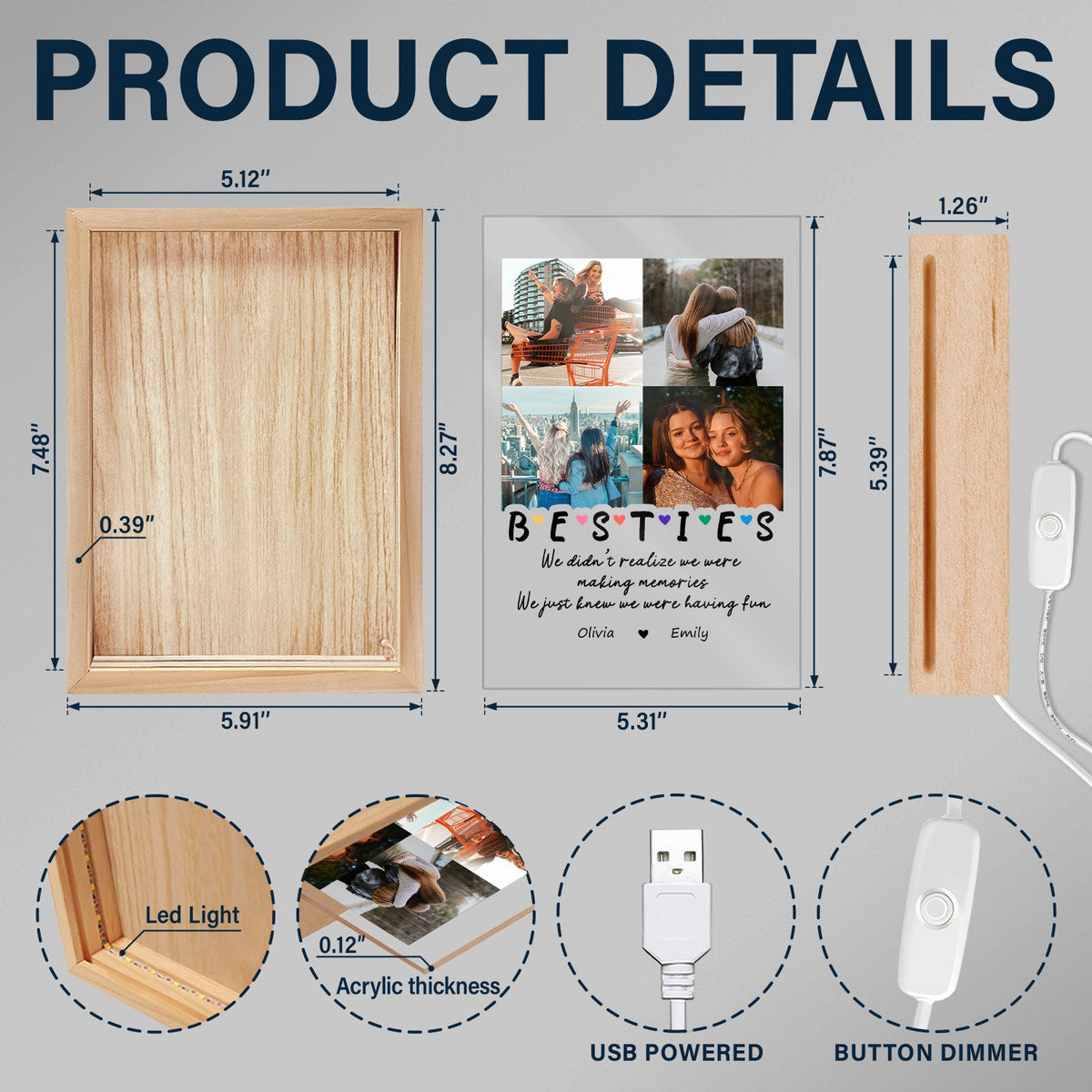 Custom Photo We Were Having Fun - Gift For Bestie - Personalized Picture Frame Light Box