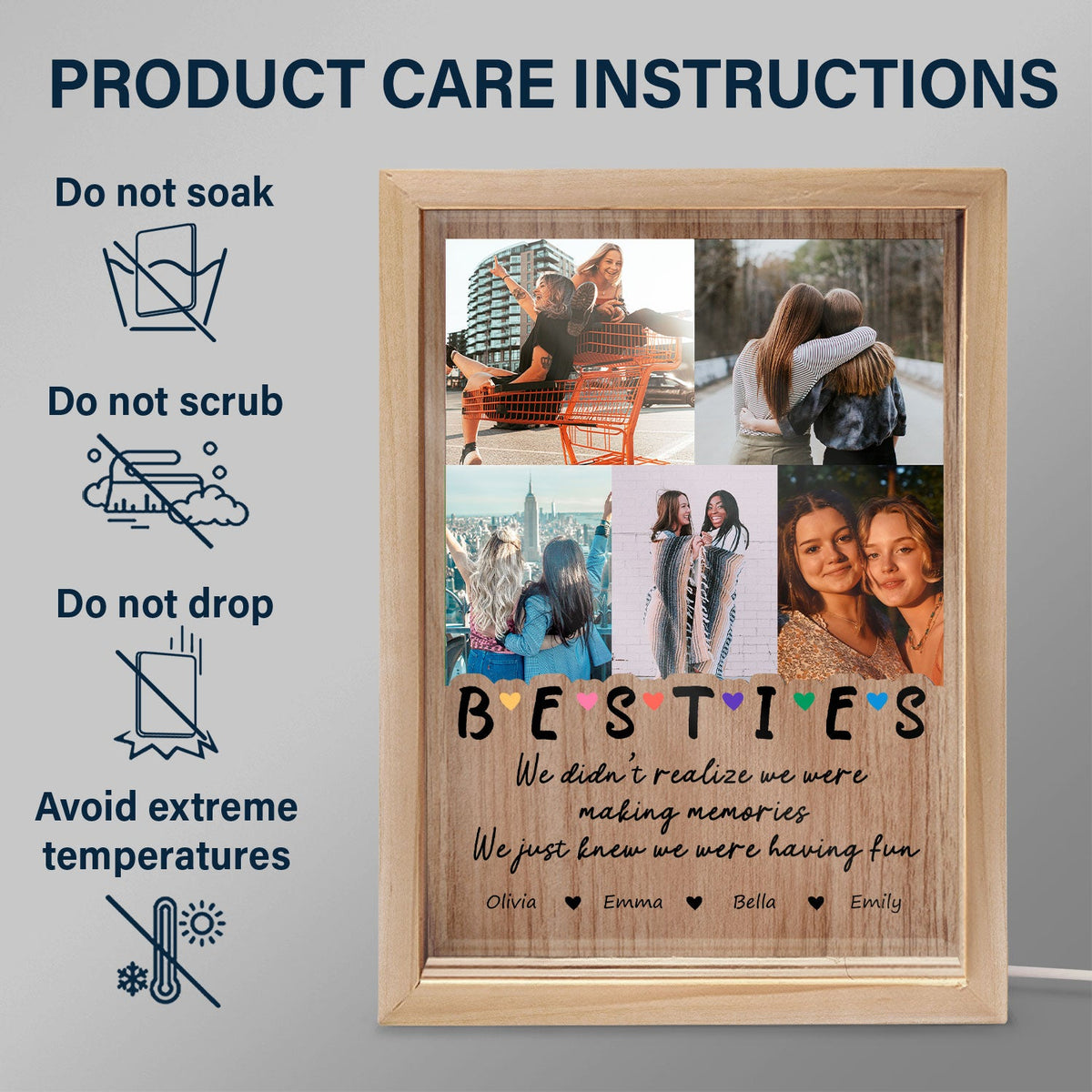 Custom Photo We Were Having Fun - Gift For Bestie - Personalized Picture Frame Light Box